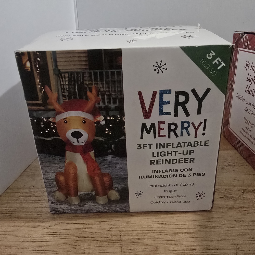 Inflatable Light-Up Reindeer - Brown and White